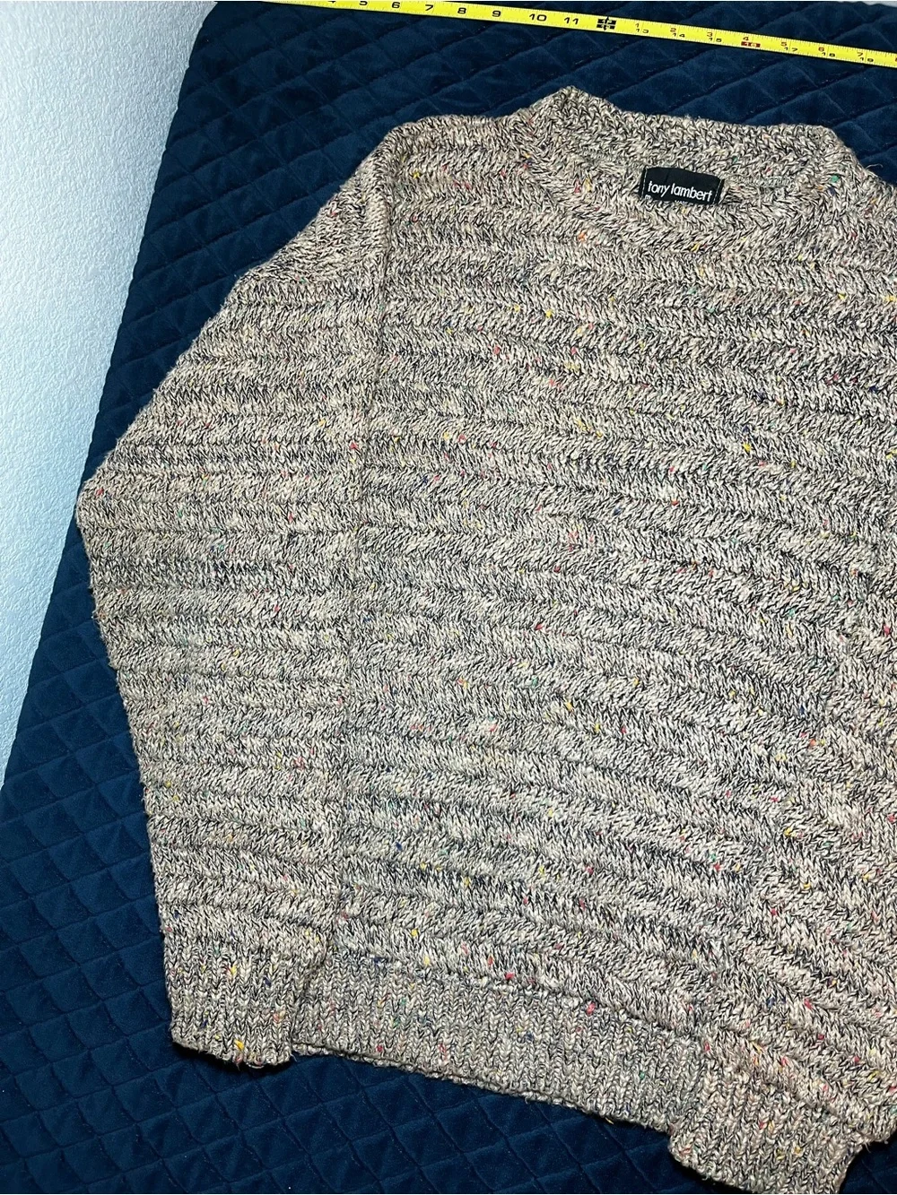 Vintage Tony Lambert Men's Marled Comfy Crewneck Sweater